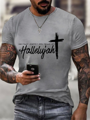 Men's Hard Fought, Heartfelt, Been Through Hell Hallelujah Printed Round Neck T-Shirt