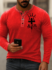 Men's Casual Faith Print Long Sleeve T-Shirt