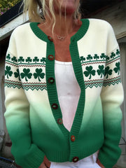 Women's St. Patrick's Day Print Cardigan-Style Knit Jacket
