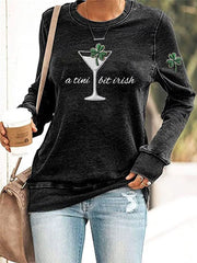 Women's St. Patrick's Day Shamrock A Tini Bit Irish Sweatshirt