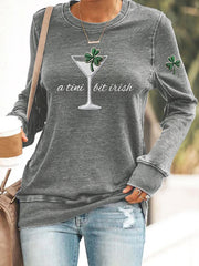 Women's St. Patrick's Day Shamrock A Tini Bit Irish Sweatshirt