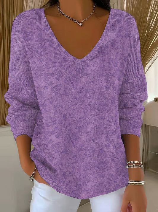 Women's Purple Art Printed Casual Top