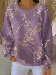 Women's Purple Art Print Casual Sweatshirt