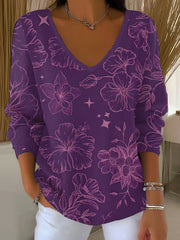 Women's Purple Art Printed Casual Top