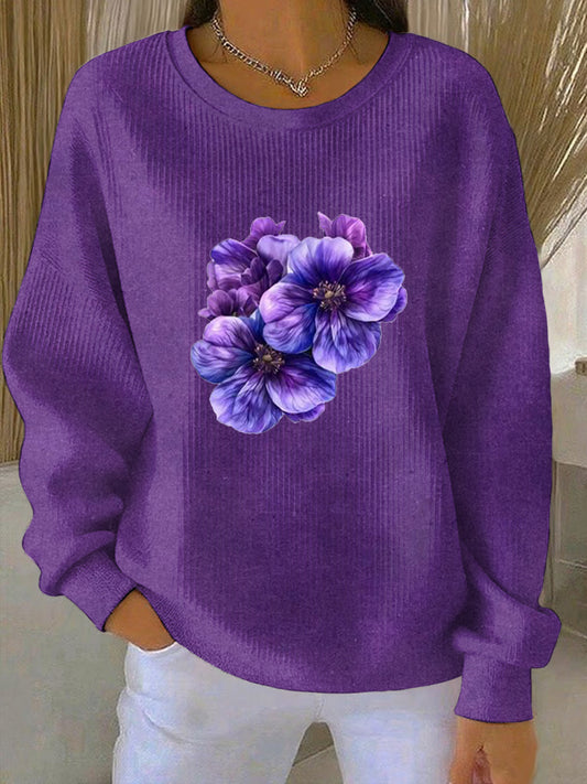 Women's Purple Art Print Casual Sweatshirt