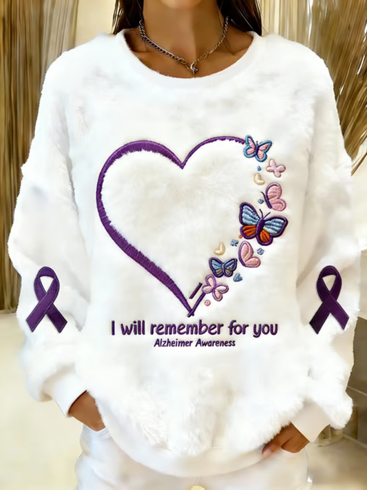 Women's Alzheimer's Awareness Printed Flannel Hoodie