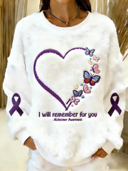 Women's Alzheimer's Awareness Printed Flannel Hoodie