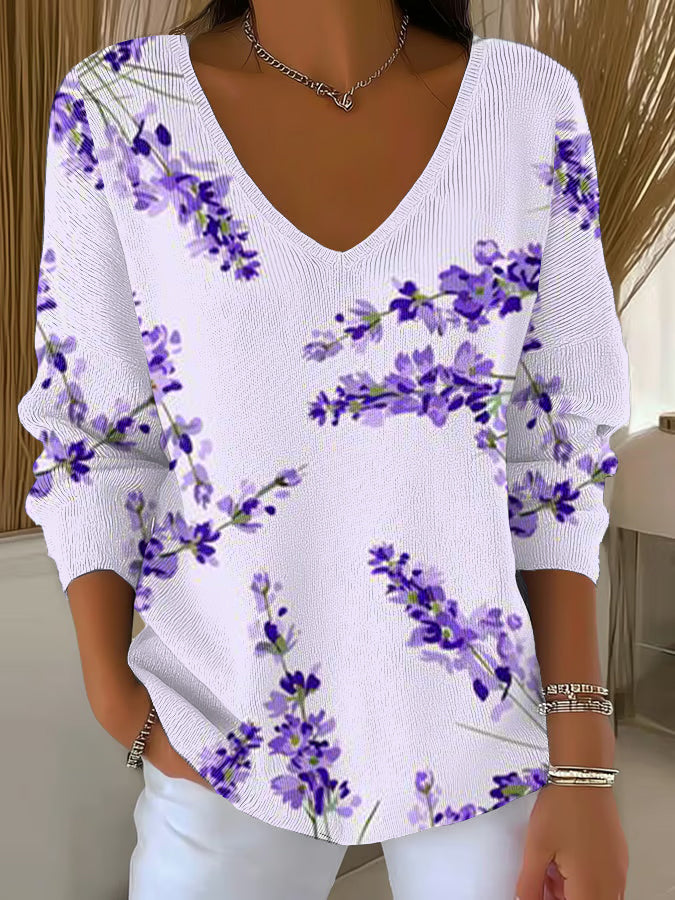 Women's Purple Art Printed Casual Top