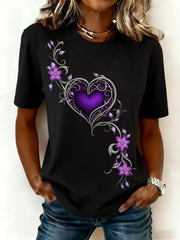 Women's Vintage Purple Floral Art Print short-sleeved T-shirt