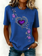 Women's Vintage Purple Floral Art Print short-sleeved T-shirt