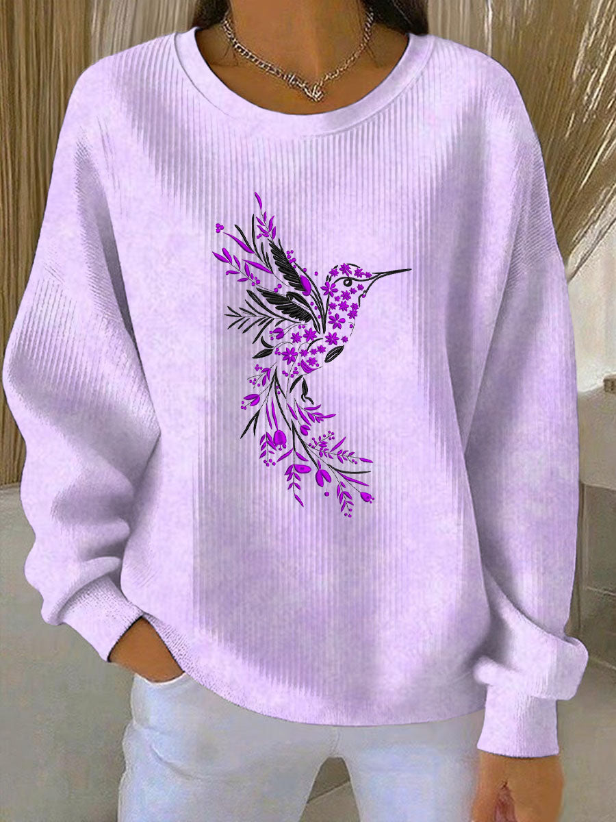 Women's Purple Art Print Casual Sweatshirt