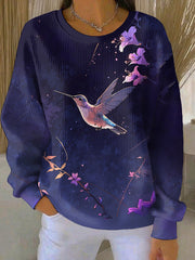 Women's Purple Art Print Casual Sweatshirt