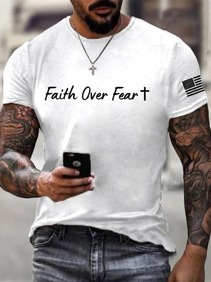 Men's Faith Over Fear Christian Cross Short Sleeve t-shirt