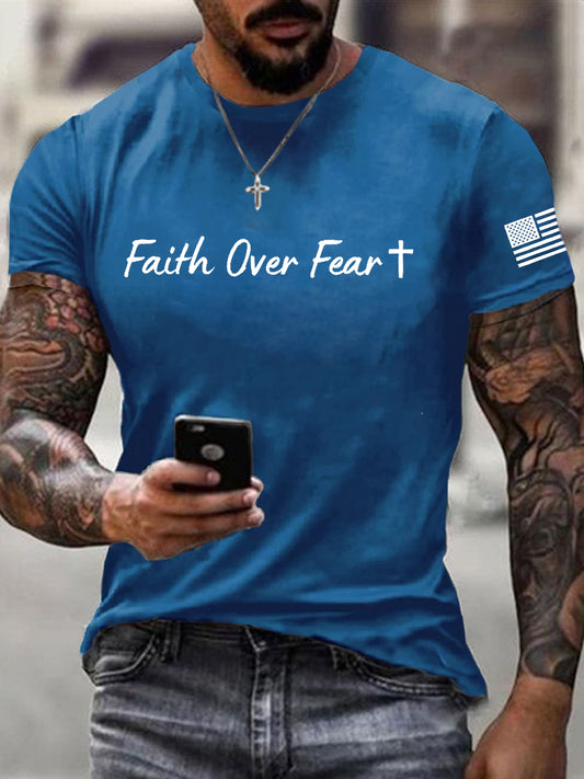 Men's Faith Over Fear Christian Cross Short Sleeve t-shirt