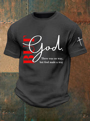 Men's But God Waffle Print Casual T-Shirt