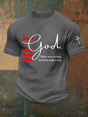 Men's But God Waffle Print Casual T-Shirt