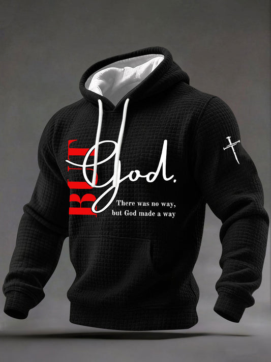 Men's 'But God' Printed Casual Hoodie