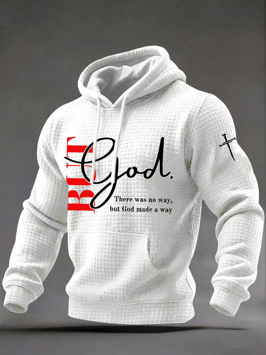 Men's 'But God' Printed Casual Hoodie