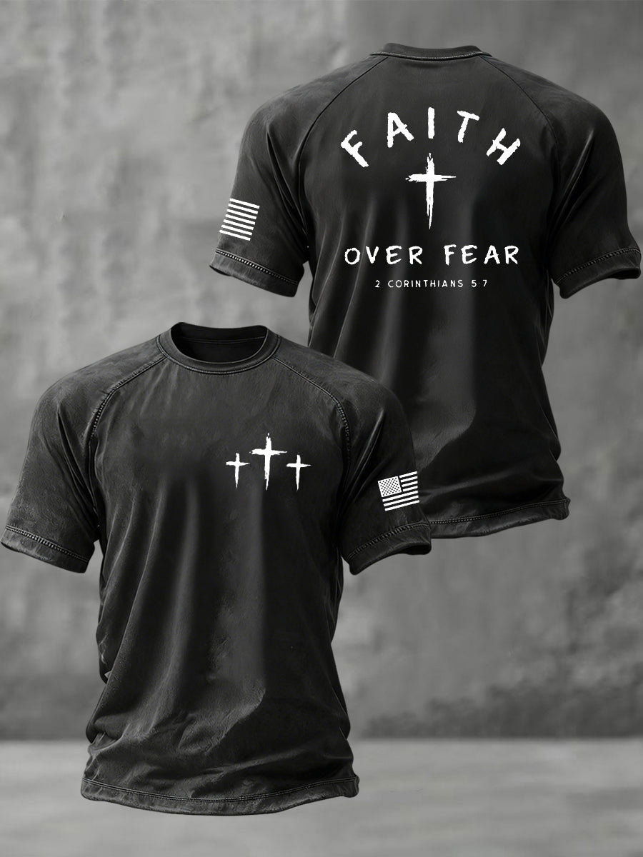Men's Faith Over Fear Christian Cross Short Sleeve t-shirt
