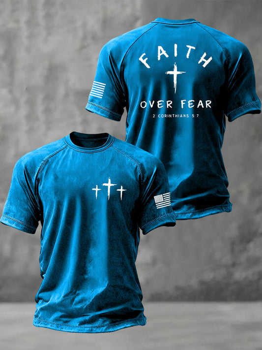 Men's Faith Over Fear Christian Cross Short Sleeve t-shirt
