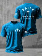 Men's Faith Over Fear Christian Cross Short Sleeve t-shirt