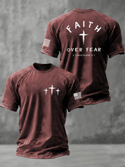Men's Faith Over Fear Christian Cross Short Sleeve t-shirt