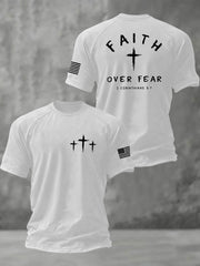 Men's Faith Over Fear Christian Cross Short Sleeve t-shirt
