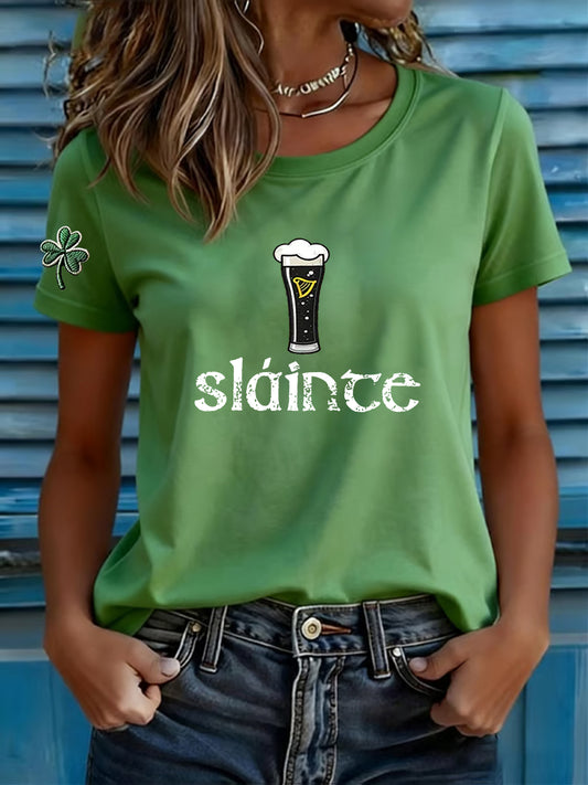 Women's St. Patrick's Day Shamrock Art Short-Sleeve T-Shirt