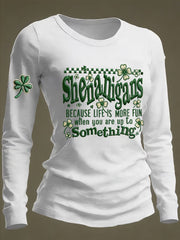 Women's Retro Shenanigans Shamrock St Patricks Print Shirt