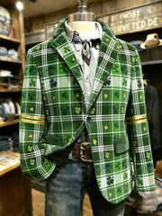 Men's St. Patrick's Day Print Casual Lapel Suit