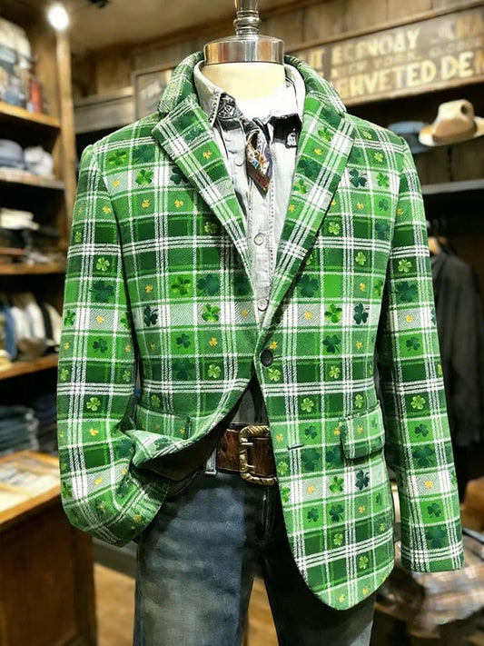 Men's St. Patrick's Day Print Casual Lapel Suit