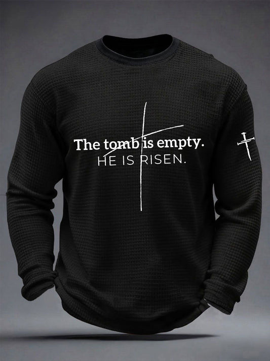 Men's 'He Is Risen' Waffle Print Casual T-Shirt