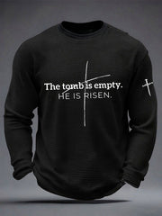 Men's 'He Is Risen' Waffle Print Casual T-Shirt