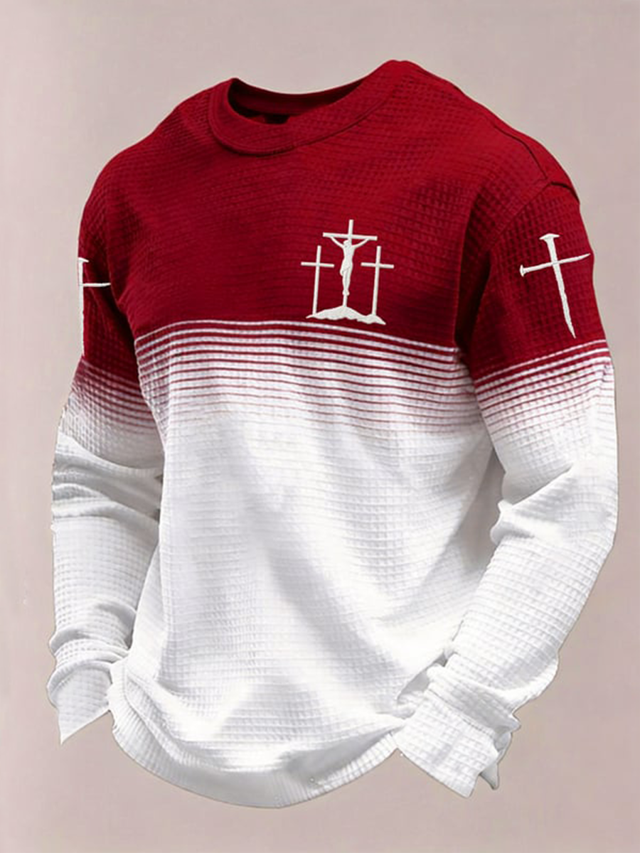 Men's Faith Cross Waffle Long Sleeve T-Shirt