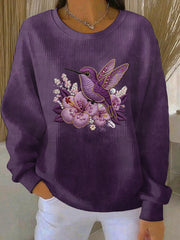 Women's Purple Art Print Casual Sweatshirt