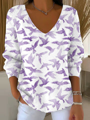 Women's Purple Art Printed Casual Top