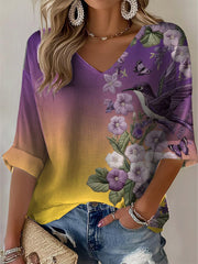 Women's Purple Art Print Casual T-shirt