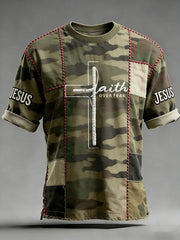 Men's Faith Over Fear Cross Print Short Sleeve T-shirt