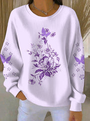 Women's Purple Art Print Casual Sweatshirt