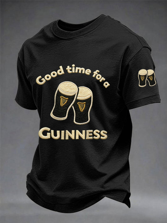 Men's St. Patrick's Day Good Time For A Guinness Print Casual Tee
