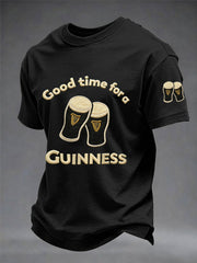 Men's St. Patrick's Day Good Time For A Guinness Print Casual Tee