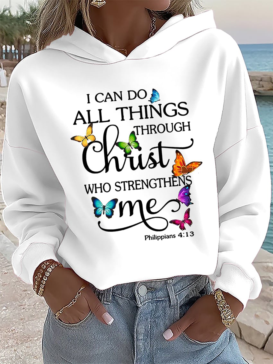 Women's I Can Do All Things Through Christ Who Strengthens Me Faith Regular Sweatshirt