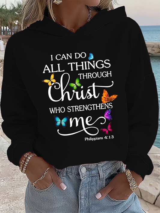 Women's I Can Do All Things Through Christ Who Strengthens Me Faith Regular Sweatshirt