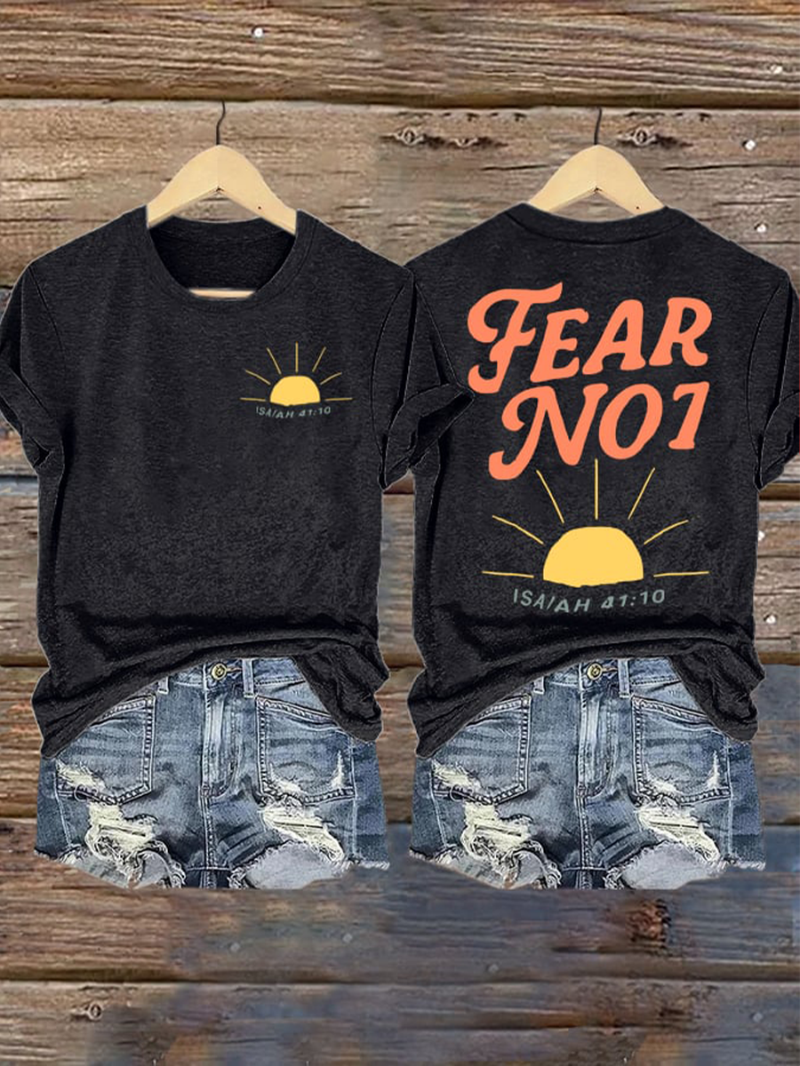 Women's Fear No1 Faith Print short-sleeved T-shirt