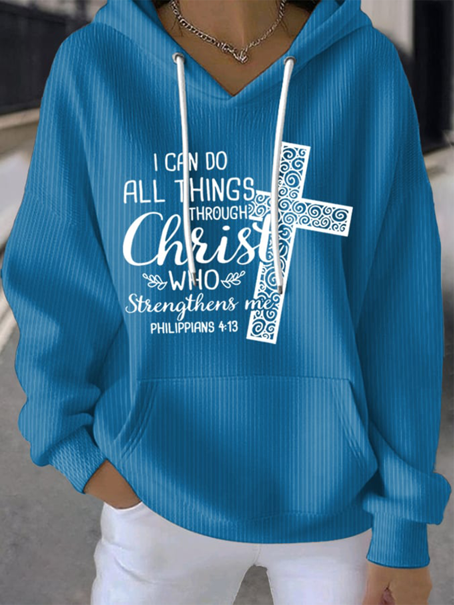 Women's I Can Do All Things Through Christ Who Strengthens Me Faith Hoodie