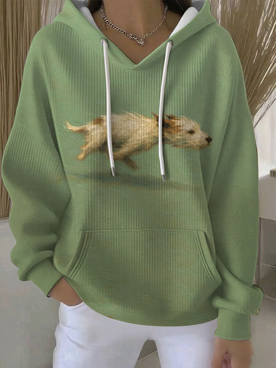 Women's Dog Art Print Casual Hoodie