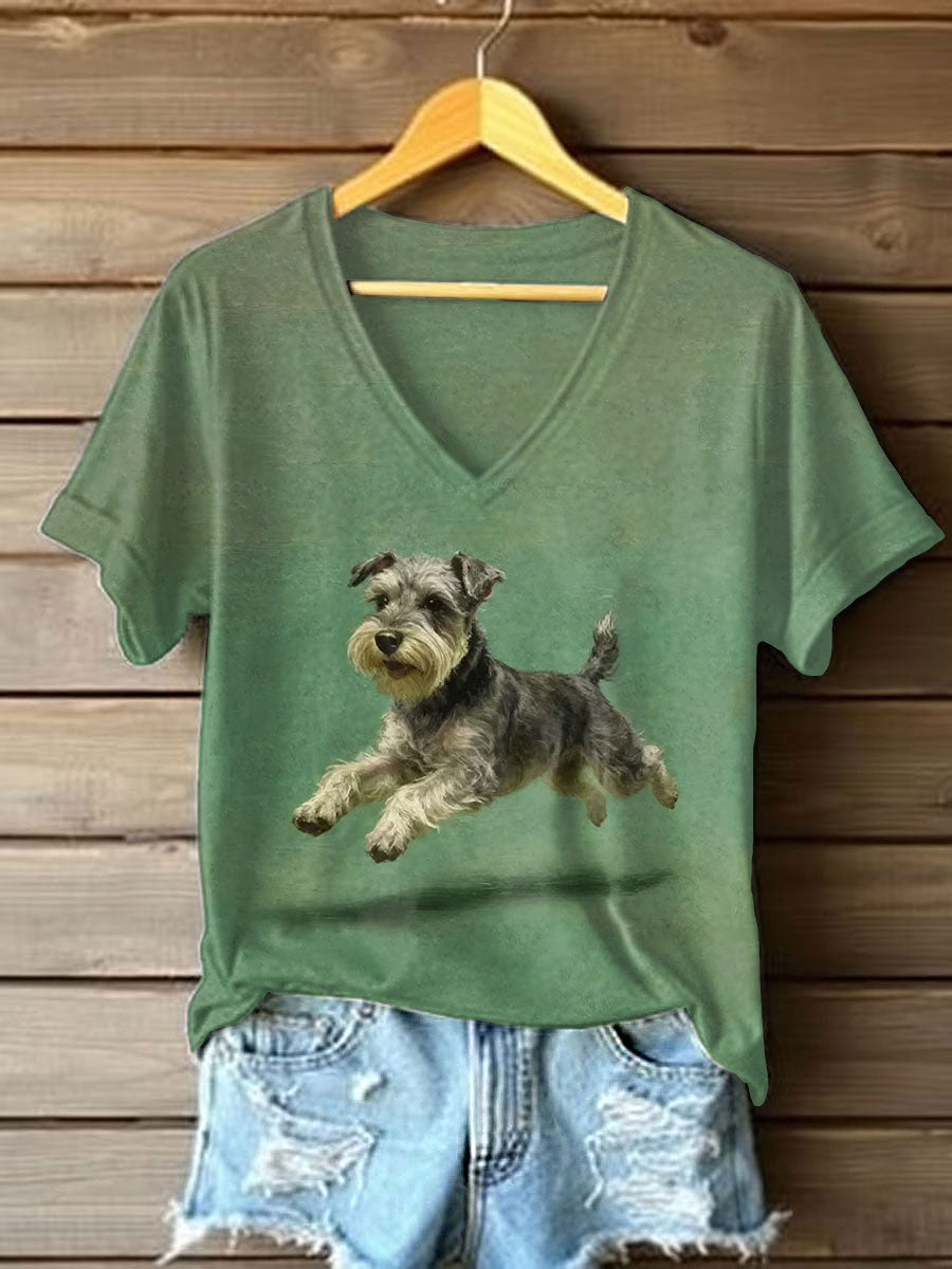 Women's Schnauzer Print Casual T-Shirt