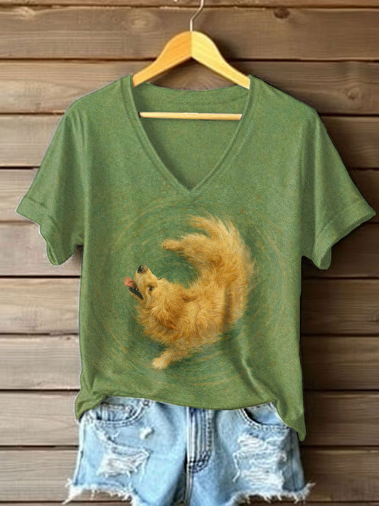 Women's Golden Retriever Print Casual T-Shirt