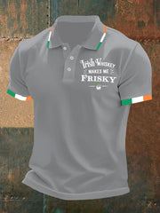Men's St. Patrick's Day Irish Whiskey Makes Me Frisky Printed Shirt