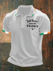 Men's St. Patrick's Day Irish Whiskey Makes Me Frisky Printed Shirt
